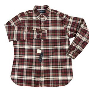 NEW Polo Ralph Lauren Mens L Sleeve Plaid Oxford Shirt Classic Fit White/Red XL
